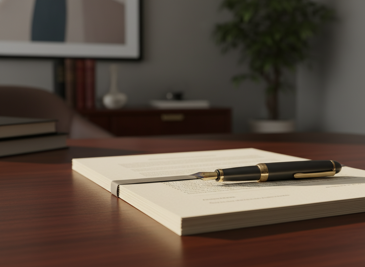 Legal documents and pen for estate planning